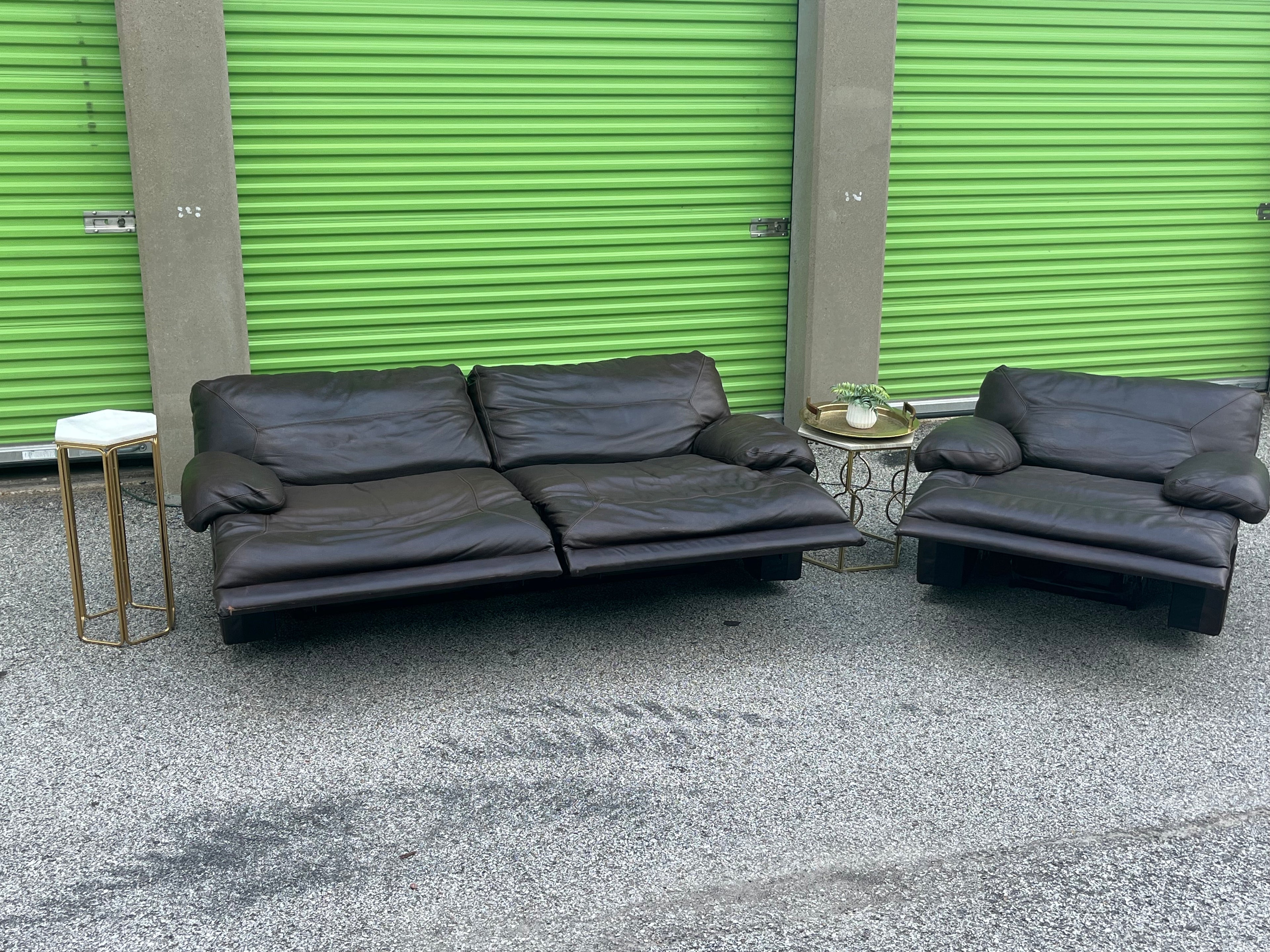 Power Reclining Leather Sofa & Recliner