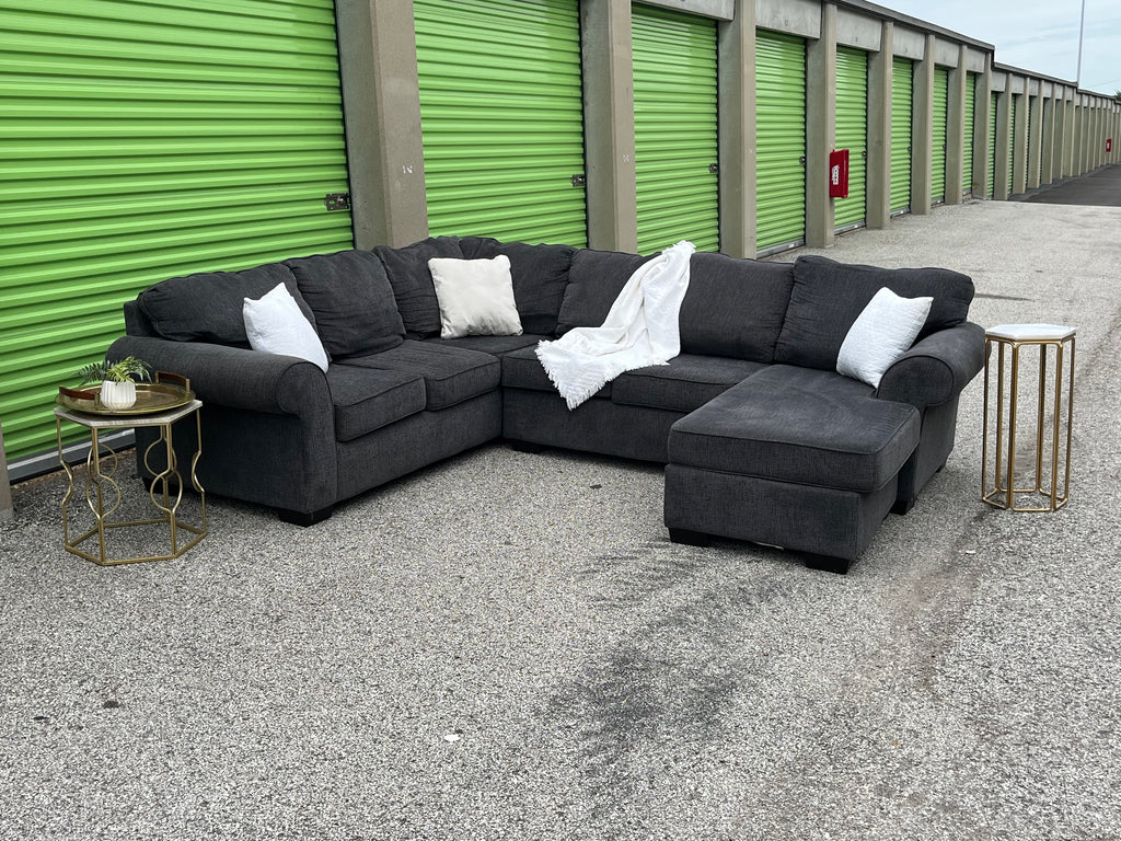 3 Piece Navy Blue U Shaped Sectional