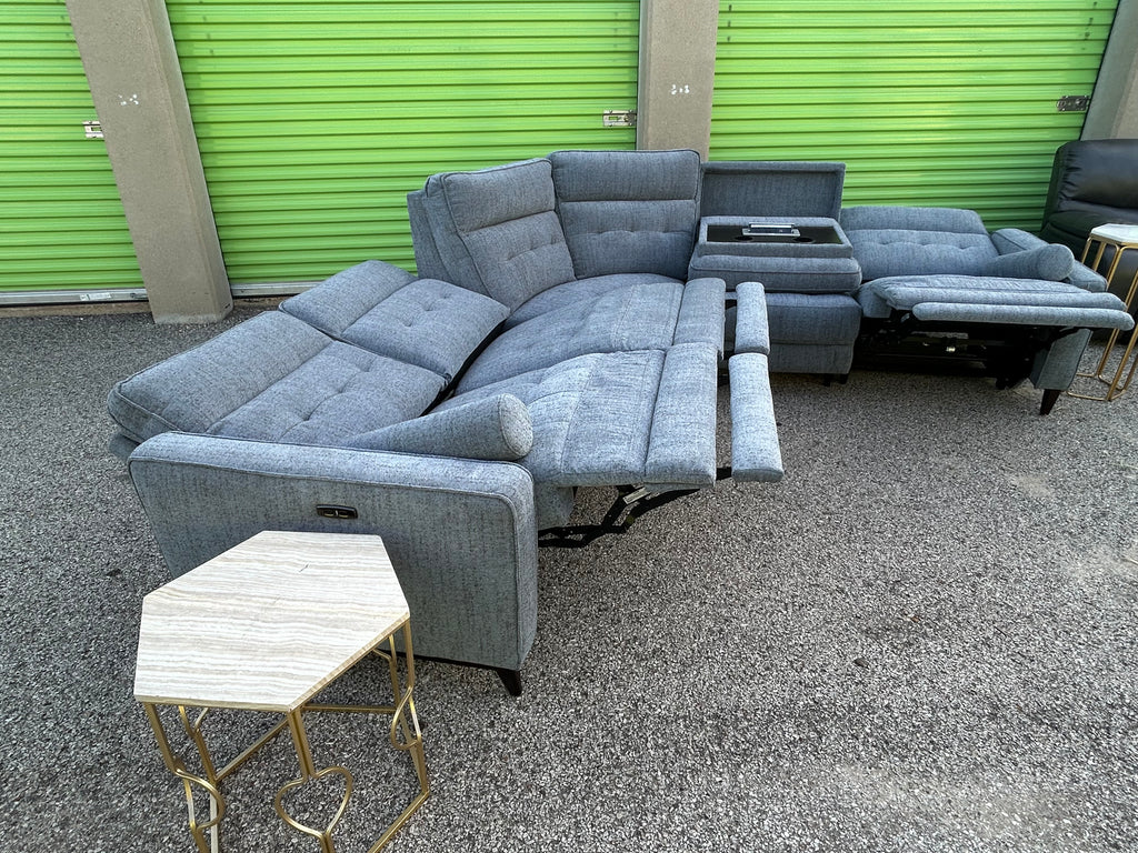Elliot Pewter 5 Piece Power Sectional