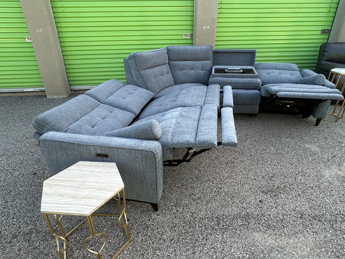 Elliot Pewter 5 Piece Power Sectional