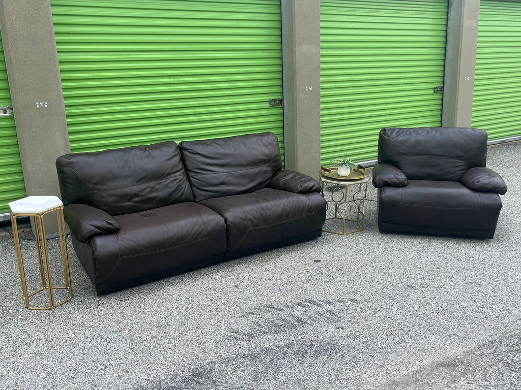 Power Reclining Leather Sofa & Recliner