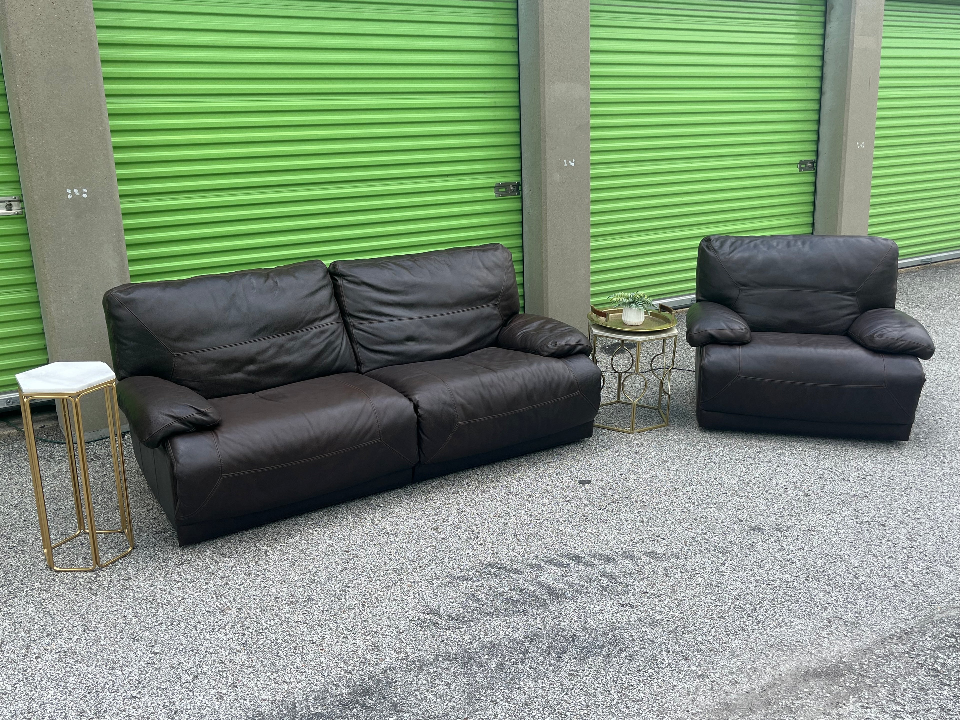 Power Reclining Leather Sofa & Recliner