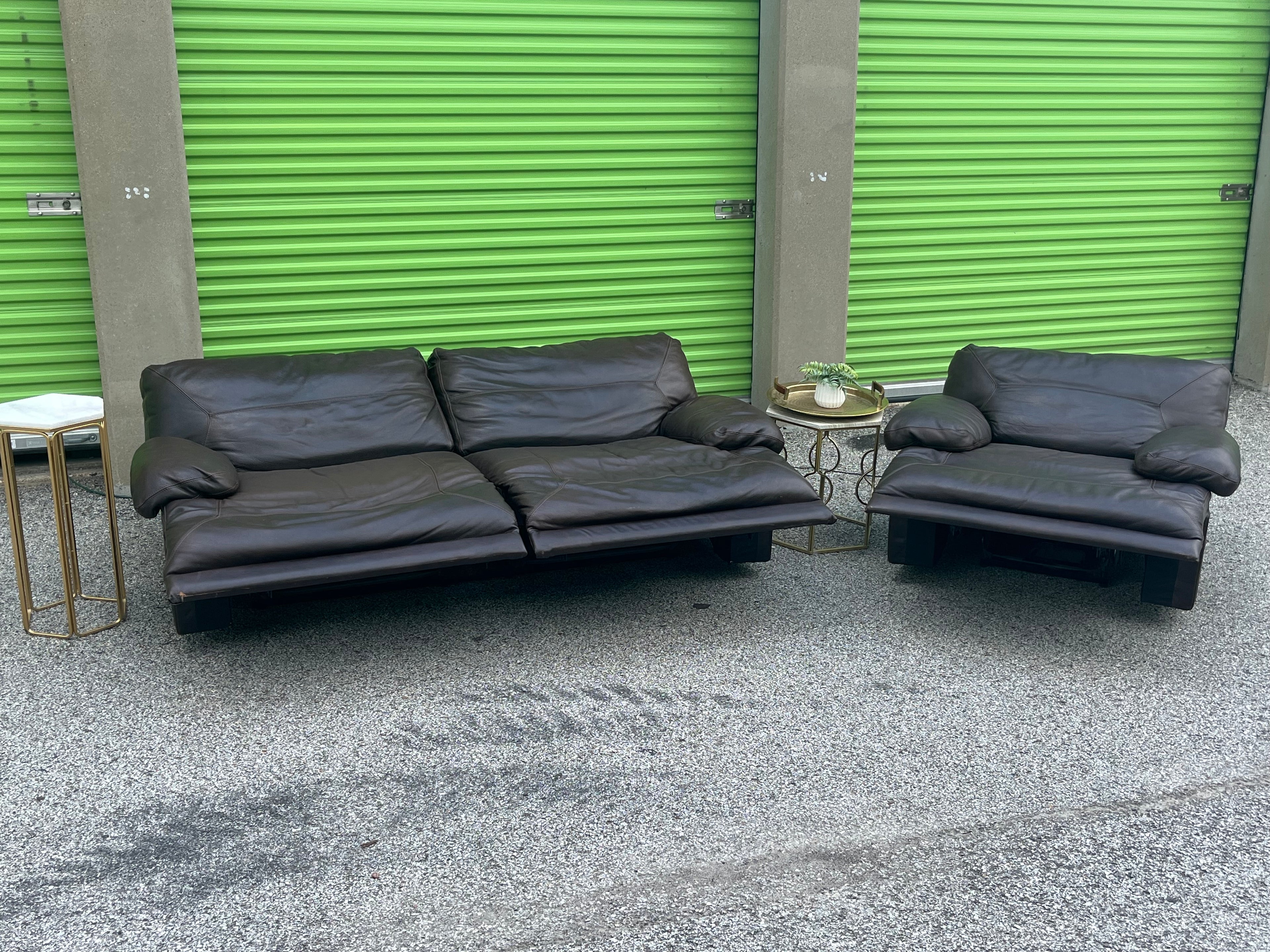 Power Reclining Leather Sofa & Recliner