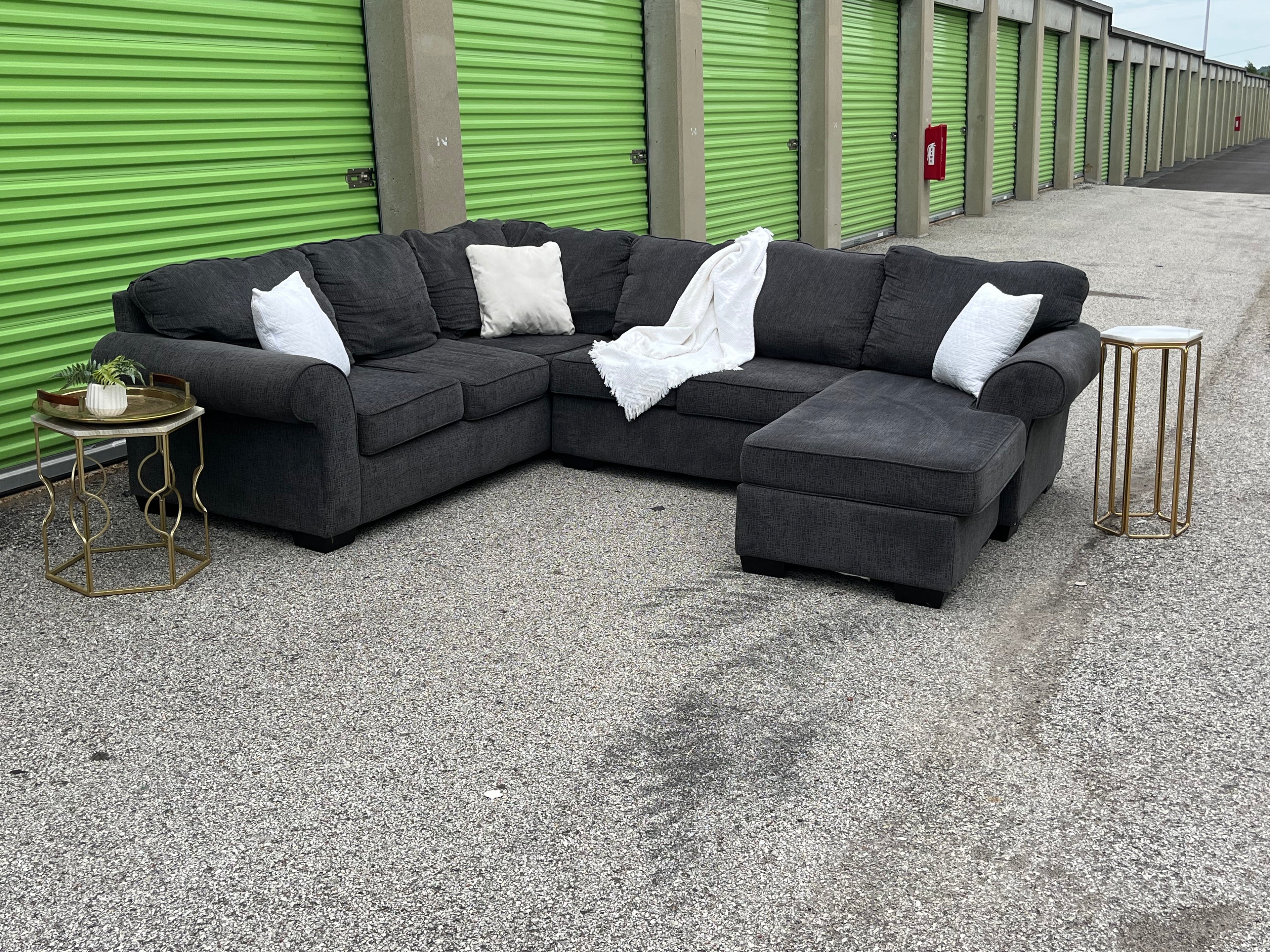 3 Piece Navy Blue U Shaped Sectional