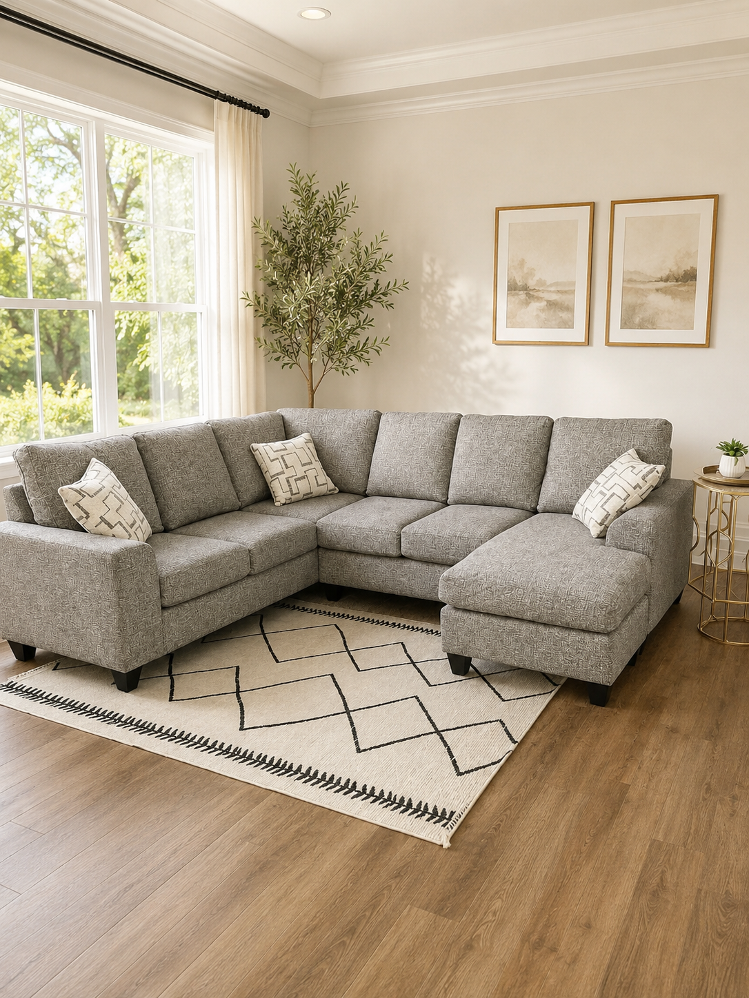 Gray U Shaped Sectional Sofa