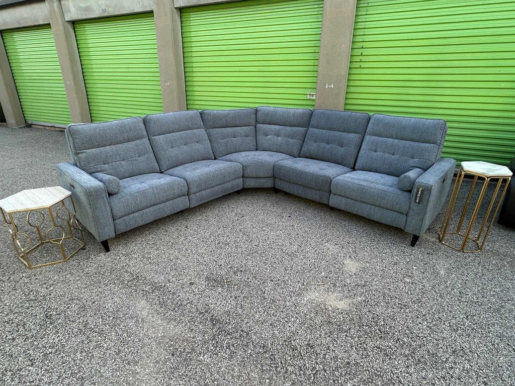 Elliot Pewter 5 Piece Power Sectional