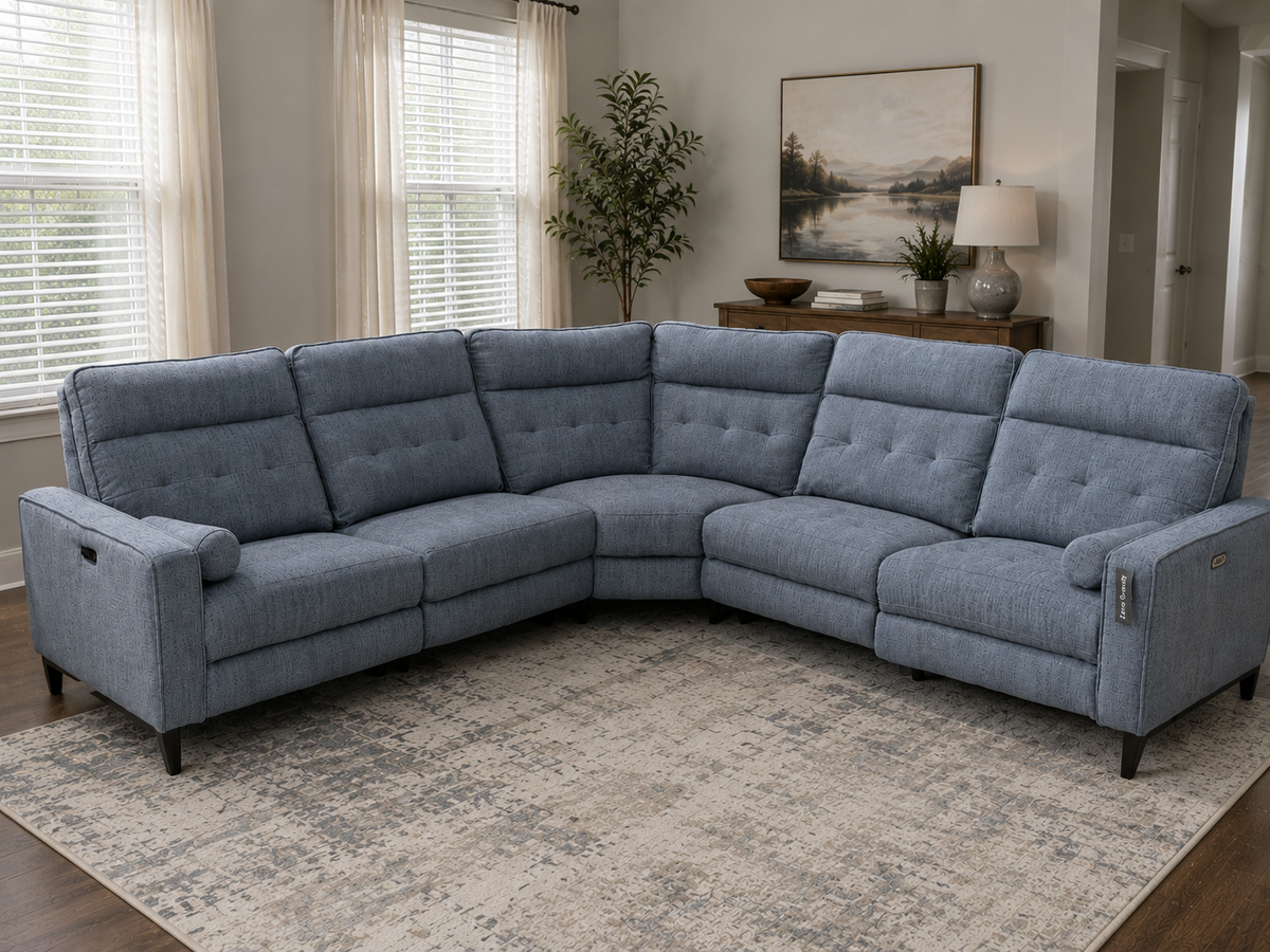 Elliot Pewter 5 Piece Power Sectional