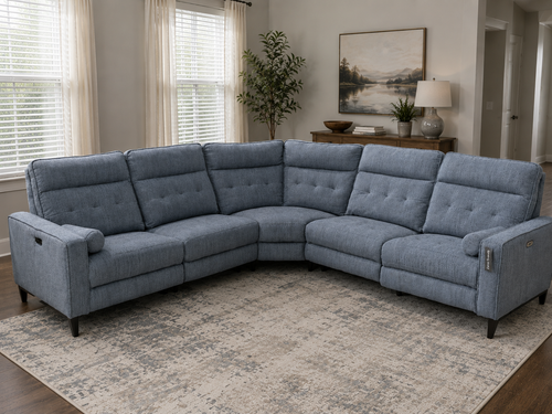 Elliot Pewter 5 Piece Power Sectional