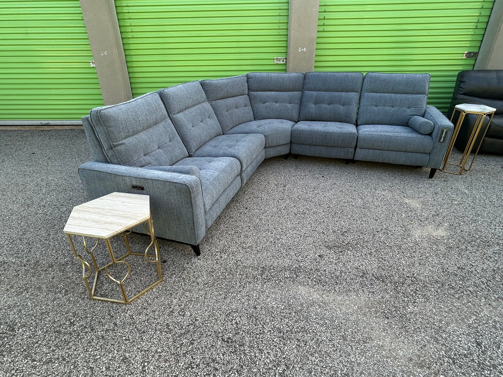 Elliot Pewter 5 Piece Power Sectional
