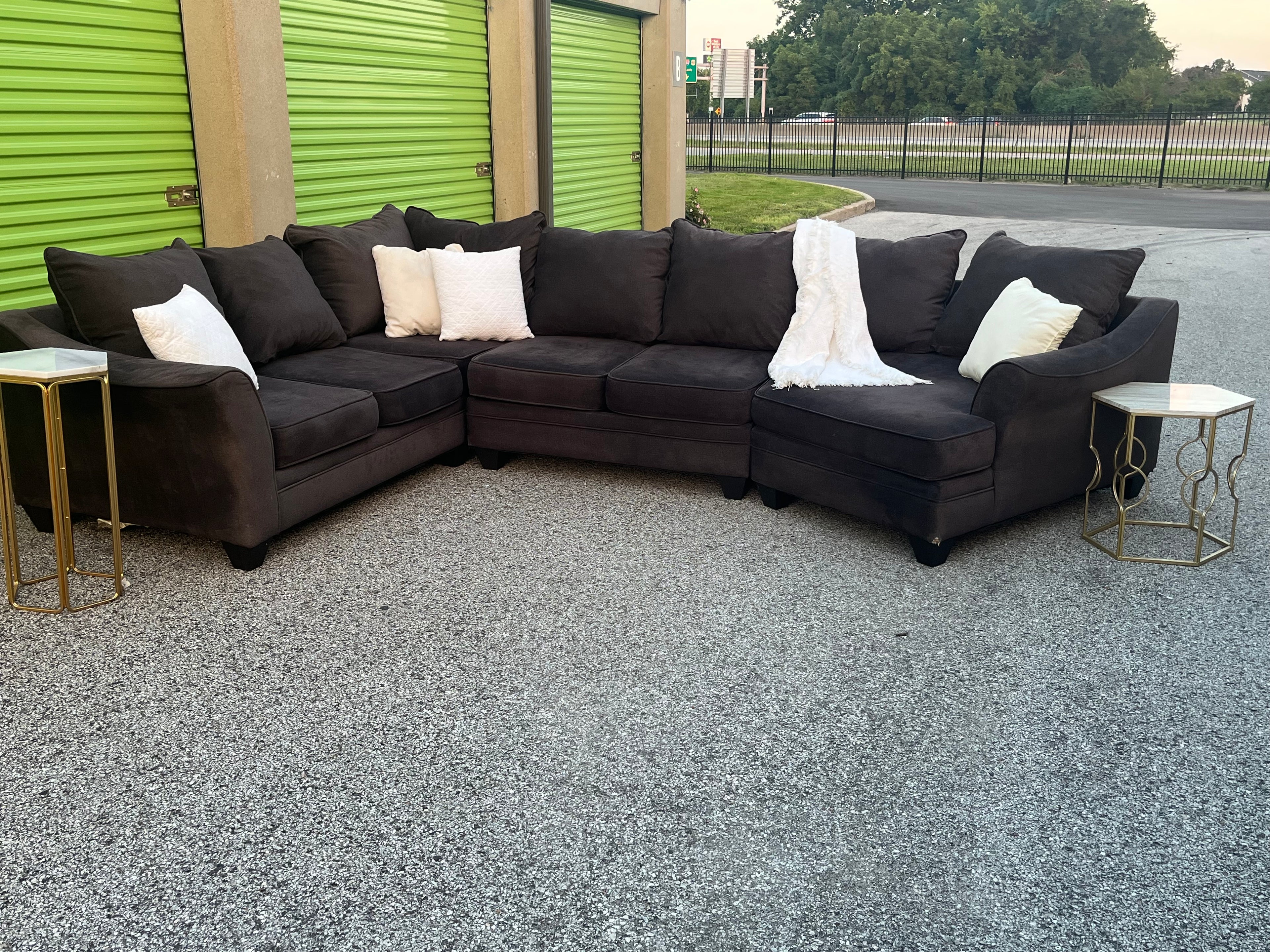 3 Piece Charcoal Gray Cuddler Sectional