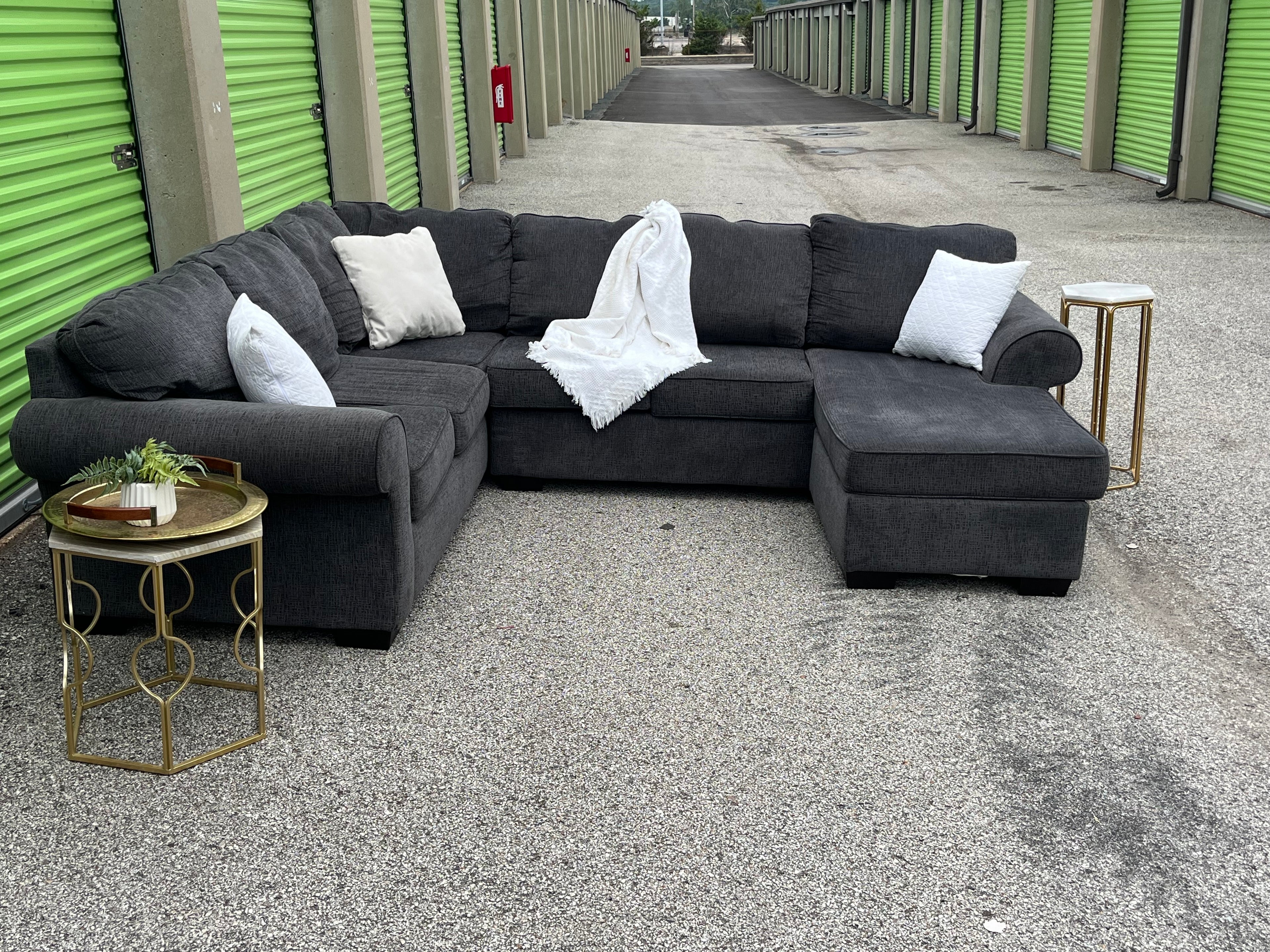 3 Piece Navy Blue U Shaped Sectional