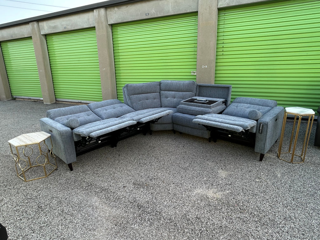 Elliot Pewter 5 Piece Power Sectional