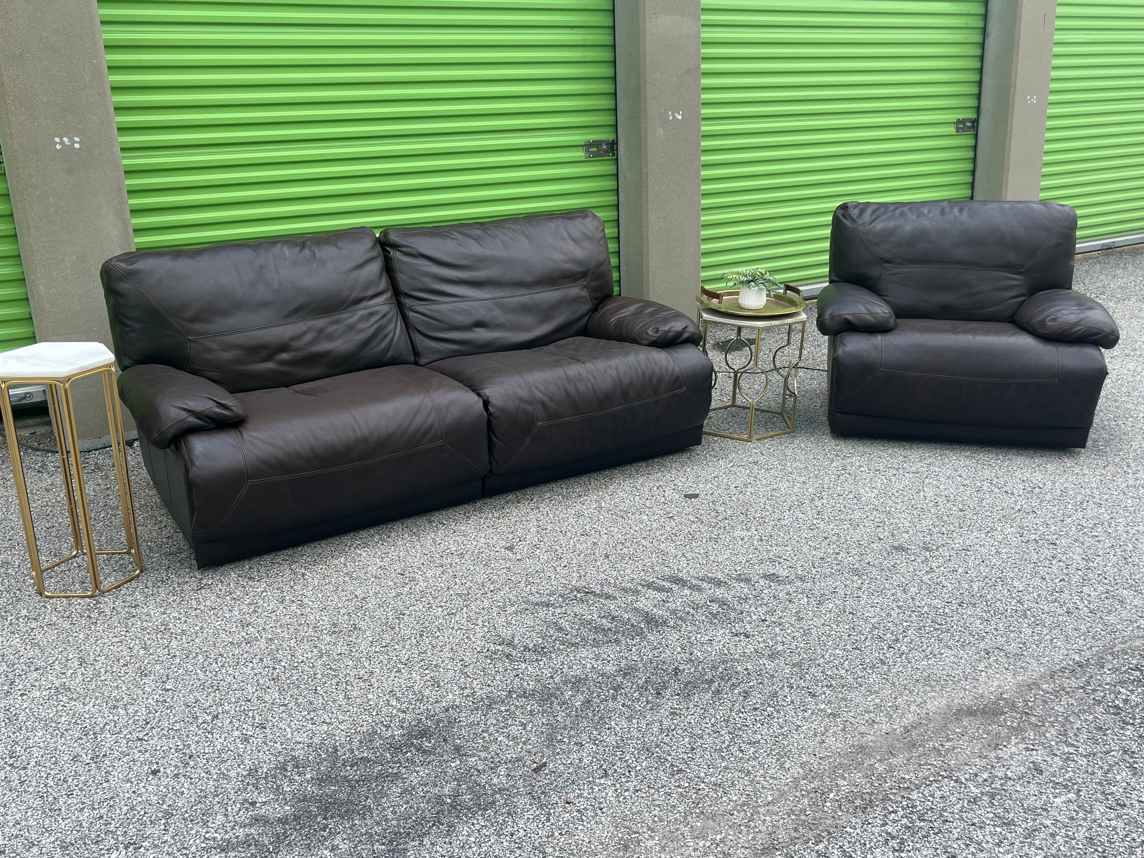 Power Reclining Leather Sofa & Recliner