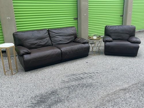 Power Reclining Leather Sofa & Recliner